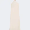 Lätt satinklänning, beige-rosa
