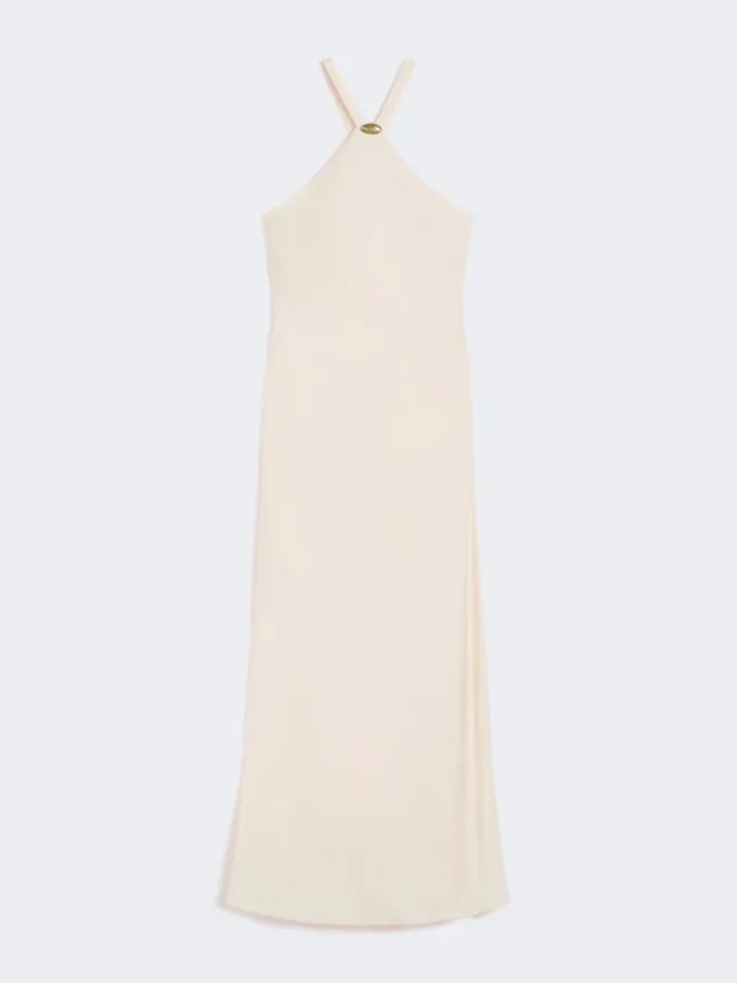 Lätt satinklänning, beige-rosa