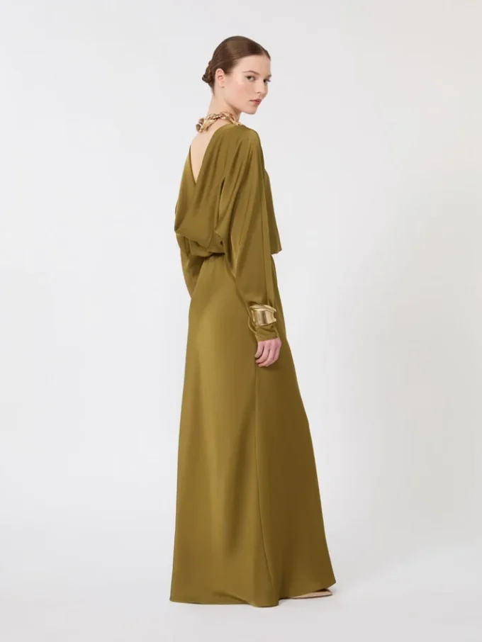 Lätt satinklänning, khaki