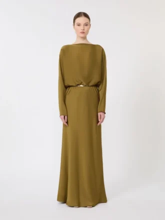 Lätt satinklänning, khaki