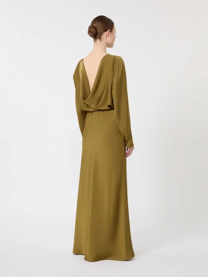 Lätt satinklänning, khaki