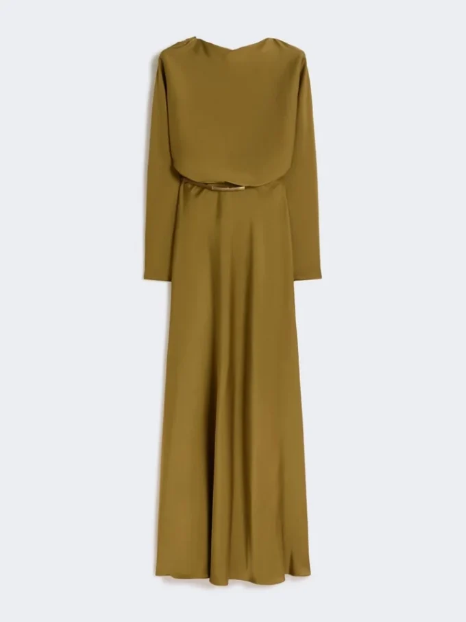 Lätt satinklänning, khaki