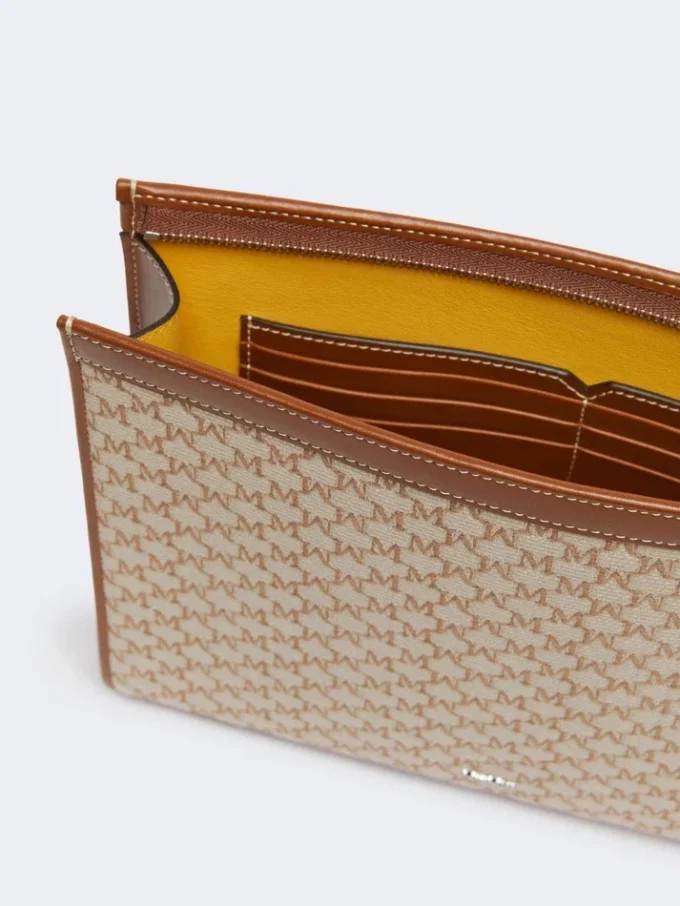 Medelstor väska i bomullsjacquard, hasselnötsbrun