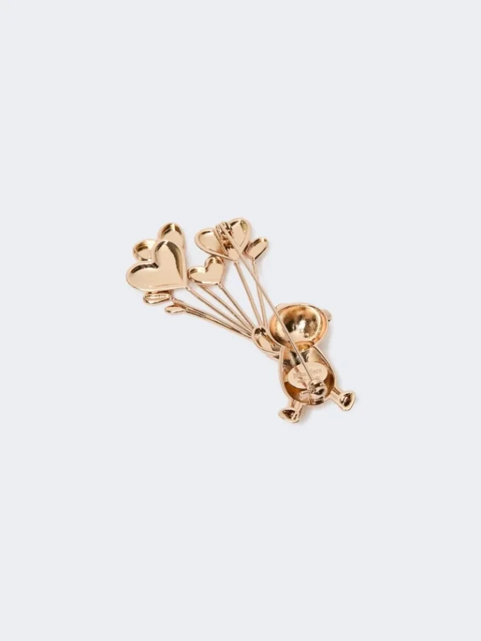 Metallbrosch med strass, guld Metallbrosch med strass, guld