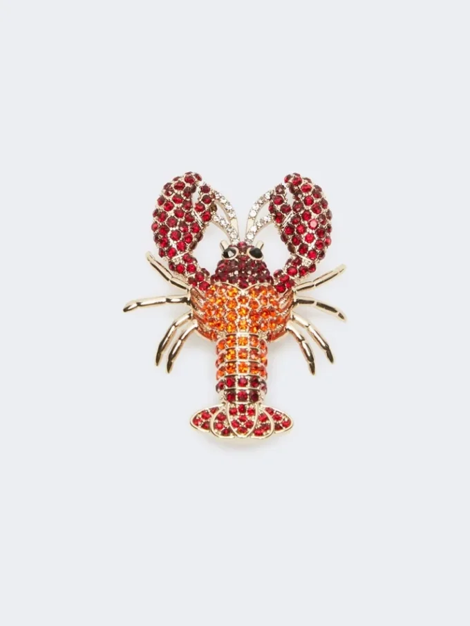 Metallbrosch med strass, mörkröd Metallbrosch med strass, mörkröd