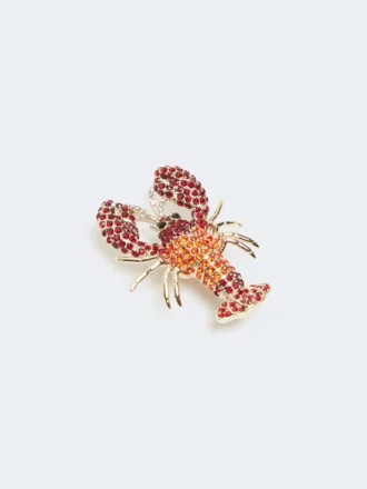 Metallbrosch med strass, mörkröd Metallbrosch med strass, mörkröd