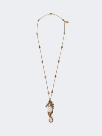 Metalliskt halsband med brosch, guld Metalliskt halsband med brosch, guld