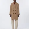 Midi-kappa i bredvävd ull, beige Midi-kappa i bredvävd ull, beige