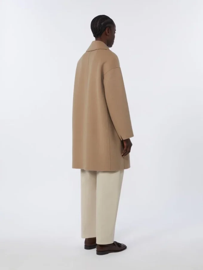 Midi-kappa i bredvävd ull, beige Midi-kappa i bredvävd ull, beige