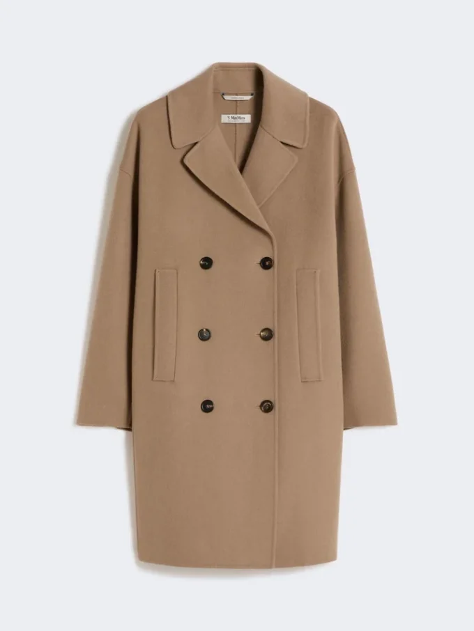 Midi-kappa i bredvävd ull, beige Midi-kappa i bredvävd ull, beige