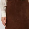 Midi-kjol i mocka, chokladbrun Midi-kjol i mocka, chokladbrun