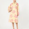 Midi-trenchcoat i mönstrad vattenavvisande gabardin, gul Midi-trenchcoat i mönstrad vattenavvisande gabardin, gul