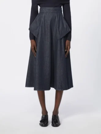 Midilång kjol i bomull med denimlook, midnattblå