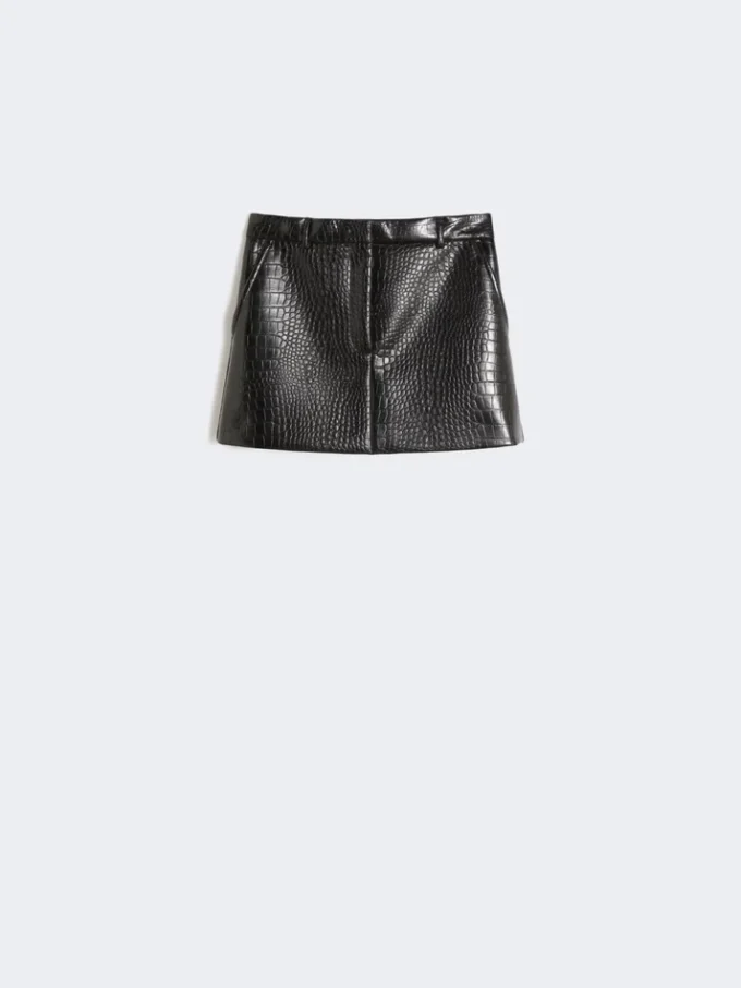 Minikjol i lackläder med alligatorlook, svart Minikjol i lackläder med alligatorlook, svart