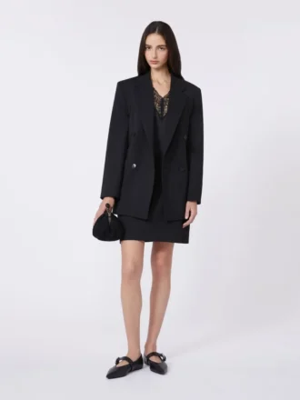 Feminin satintopp, svart