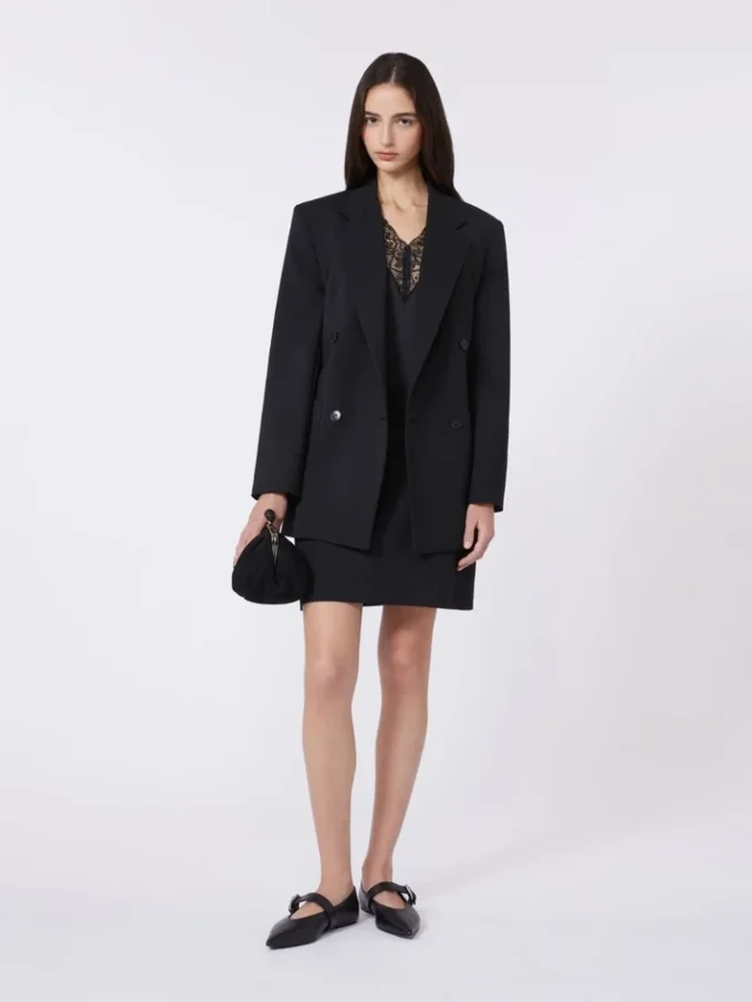 Feminin satintopp, svart