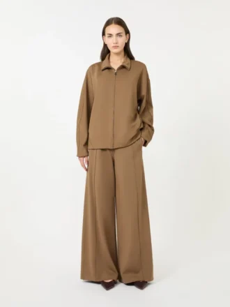 Mjuk jacka i scuba-jersey, brun