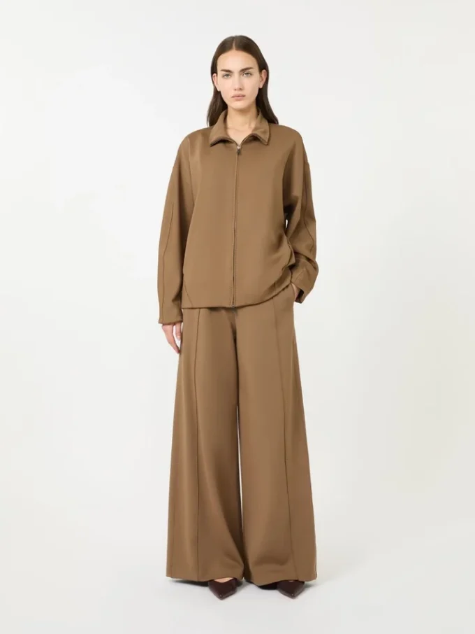 Mjuk jacka i scuba-jersey, brun