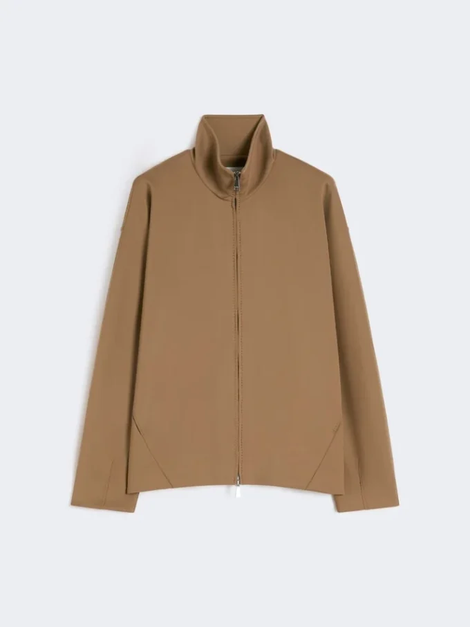Mjuk jacka i scuba-jersey, brun
