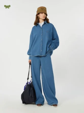Mjuka jeans i bomullsdenim, marinblå