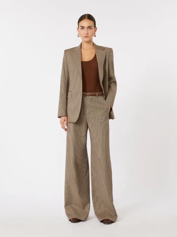 Mönstrad blazer i ulltwill, karamell Mönstrad blazer i ulltwill, karamell