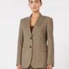 Mönstrad blazer i ulltwill, karamell Mönstrad blazer i ulltwill, karamell