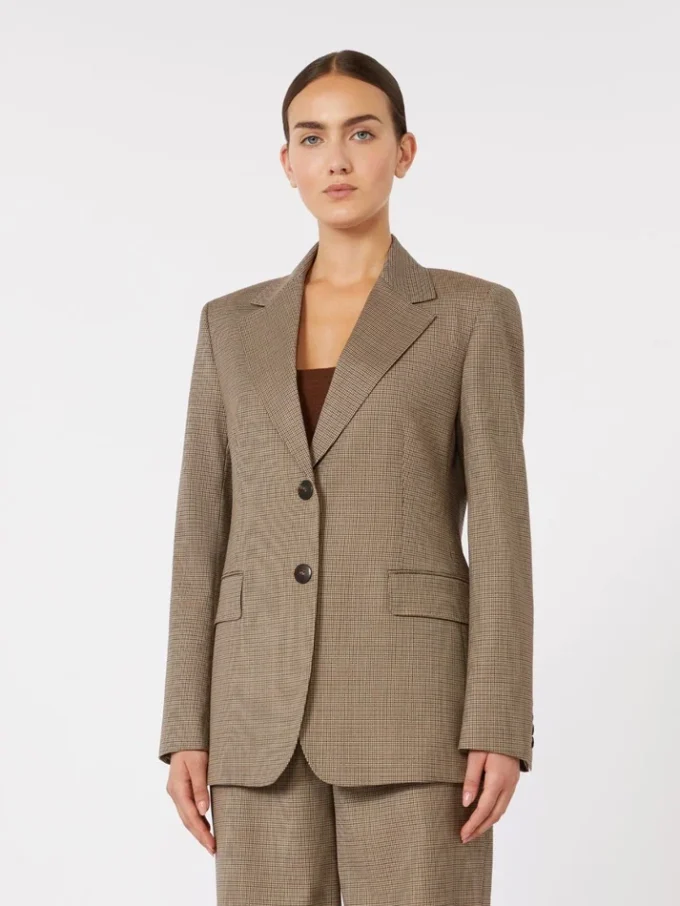 Mönstrad blazer i ulltwill, karamell Mönstrad blazer i ulltwill, karamell