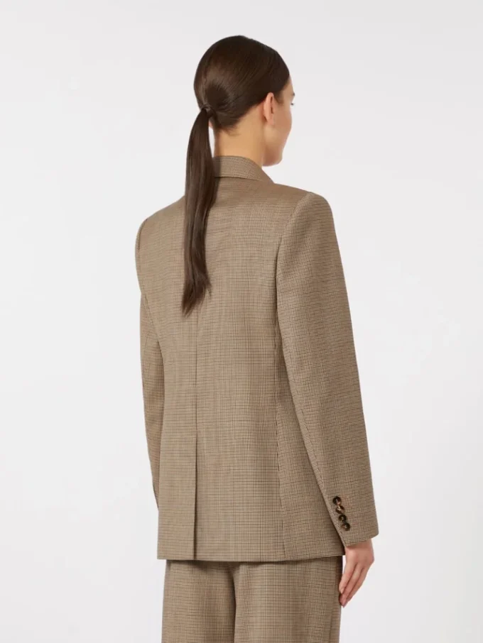 Mönstrad blazer i ulltwill, karamell Mönstrad blazer i ulltwill, karamell