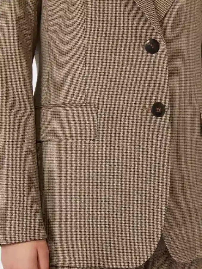 Mönstrad blazer i ulltwill, karamell Mönstrad blazer i ulltwill, karamell