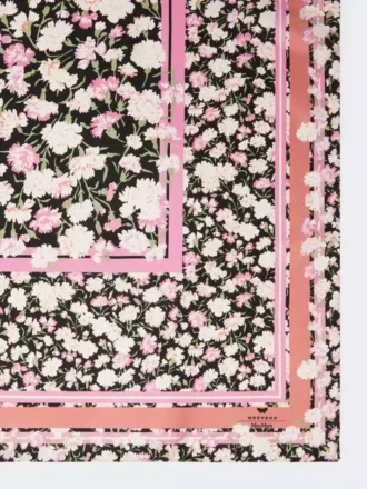 Mönstrad foulard i silketwill, rosa