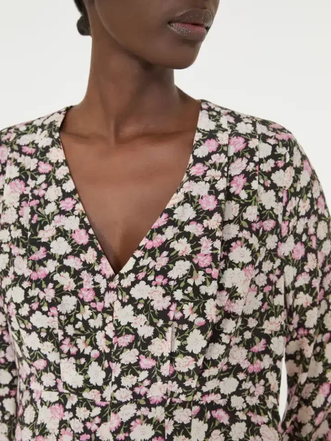 Mönstrad sidenklänning, rosa Mönstrad sidenklänning, rosa