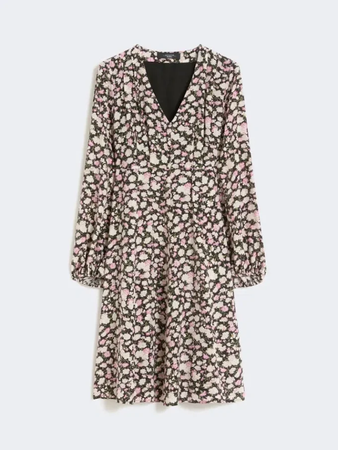 Mönstrad sidenklänning, rosa Mönstrad sidenklänning, rosa