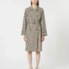 Mönstrad vattenavvisande trenchcoat i twill, kaffebrun Mönstrad vattenavvisande trenchcoat i twill, kaffebrun