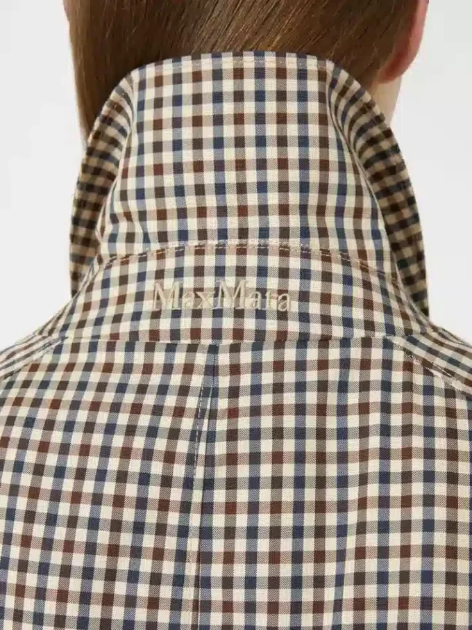 Mönstrad vattenavvisande trenchcoat i twill, kaffebrun Mönstrad vattenavvisande trenchcoat i twill, kaffebrun
