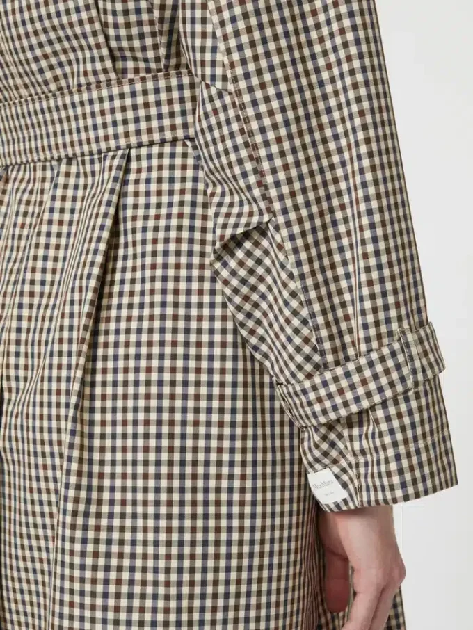 Mönstrad vattenavvisande trenchcoat i twill, kaffebrun Mönstrad vattenavvisande trenchcoat i twill, kaffebrun