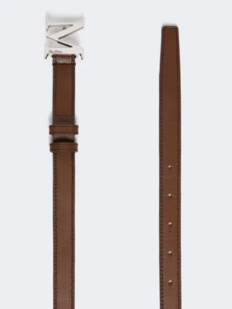Monogrambälte i naturläder, brunt