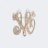 Monogrambrosch med strass, elfenben