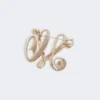 Monogrambrosch med strass, elfenben