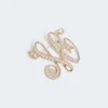 Monogrambrosch med strass, elfenben