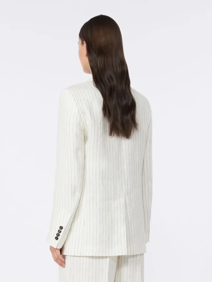 Nålstreckad linneblazer, naturfärgad