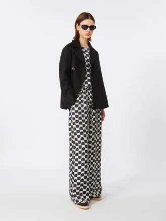 Peacoat i bomull och linne med korgväv, svart