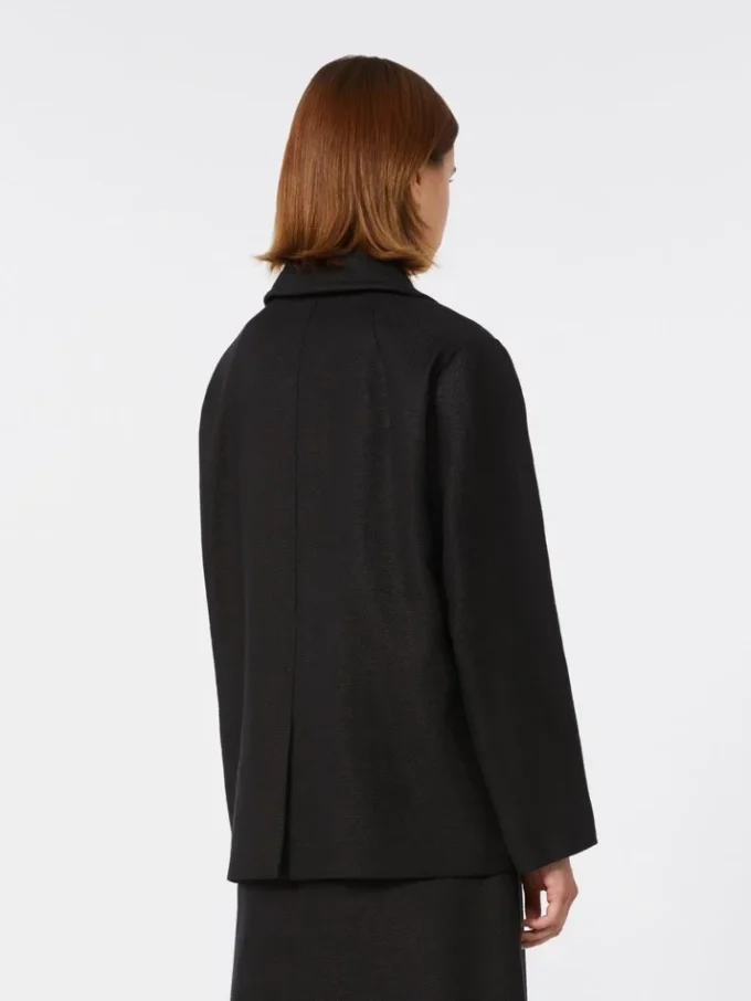 Peacoat i bomull och linne med korgväv, svart