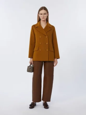 Peacoat i bredvävd ull, senapsgul