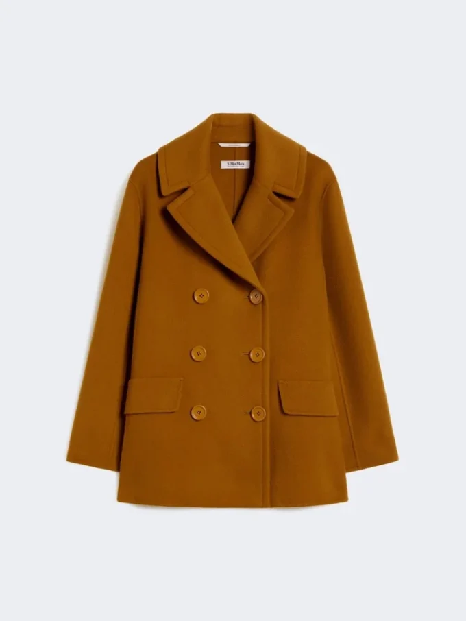 Peacoat i bredvävd ull, senapsgul Peacoat i bredvävd ull, senapsgul