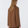 Peacoat i bredvävd ull, tobaksfärgad