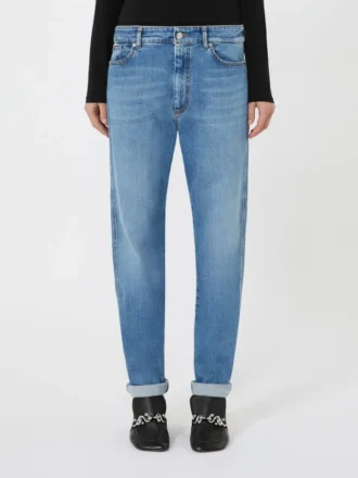 Perfekta boyfriend-jeans, ultramarinblå