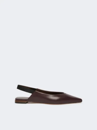 Platta slingbacks i nappaläder, bordeaux
