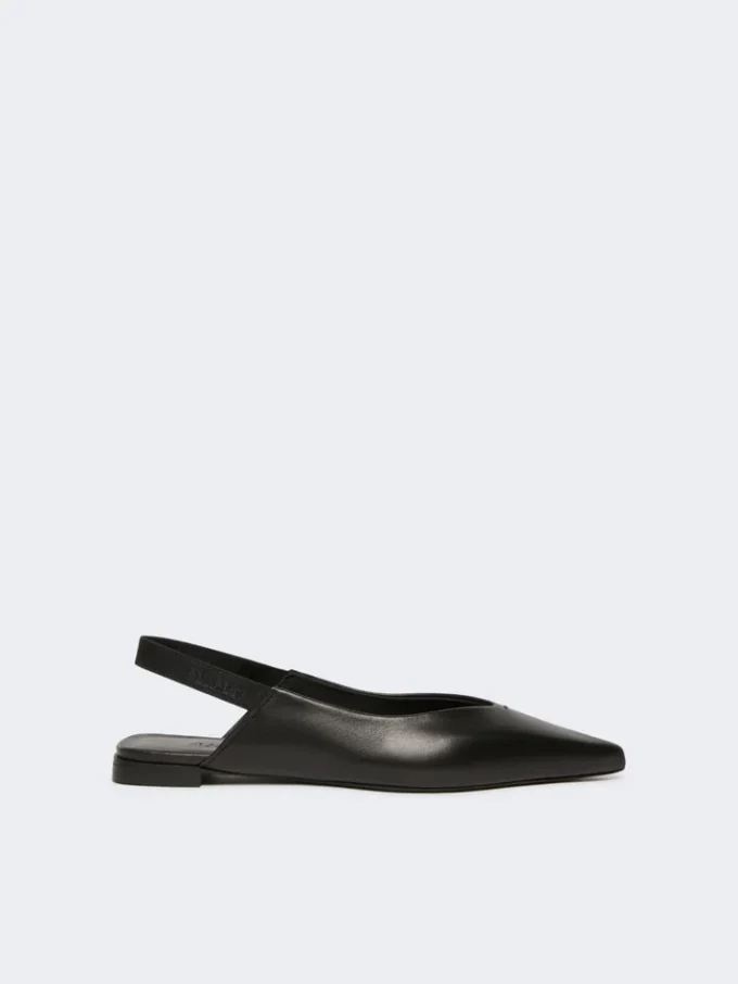 Platta slingbacks i nappaläder, svarta