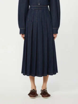Plisserad jeanskjol, marinblå