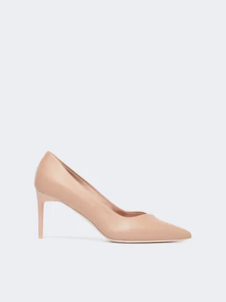 Pumps i nappaläder, puderfärgade